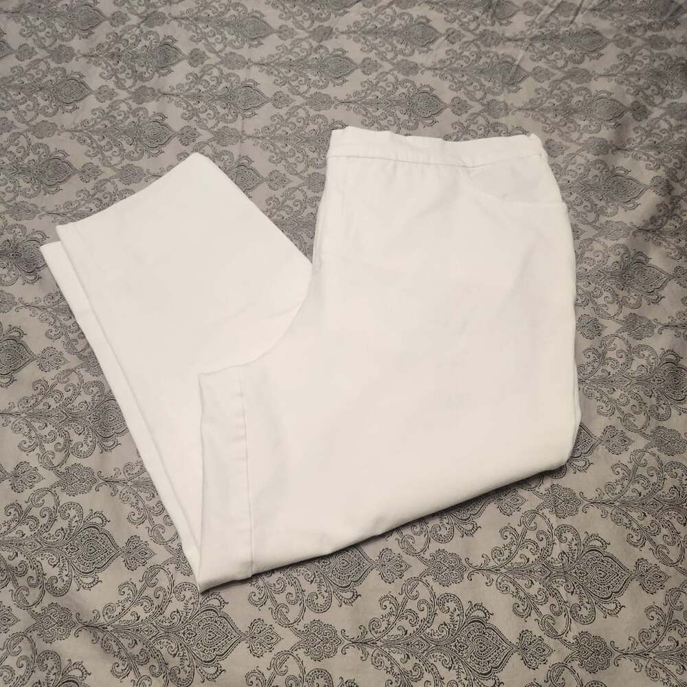 Isaac Mizrahi Live Pants Size 18W White Stretch Pull-On Casual Slacks